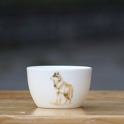 Porcelánová čajová miska s obrázkom - Vlk