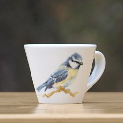 Porcelánový hrnček s obrázkom 7 - Sýkorka bielolíca